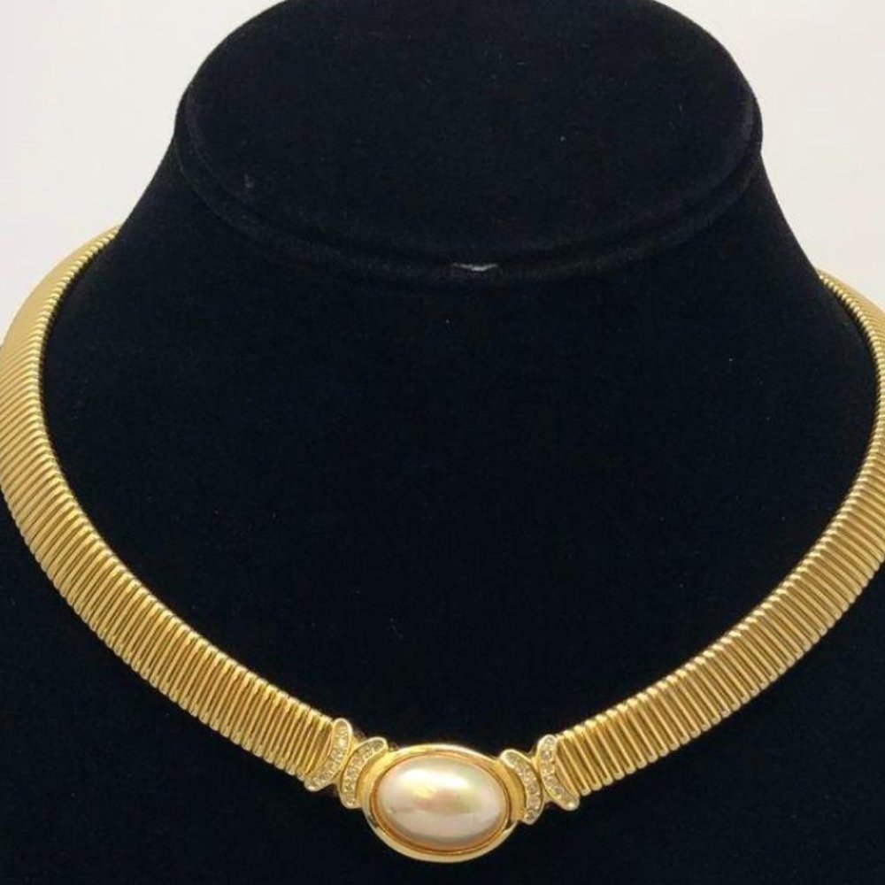 Vintage Christian Dior Faux Pearl Collar Necklace